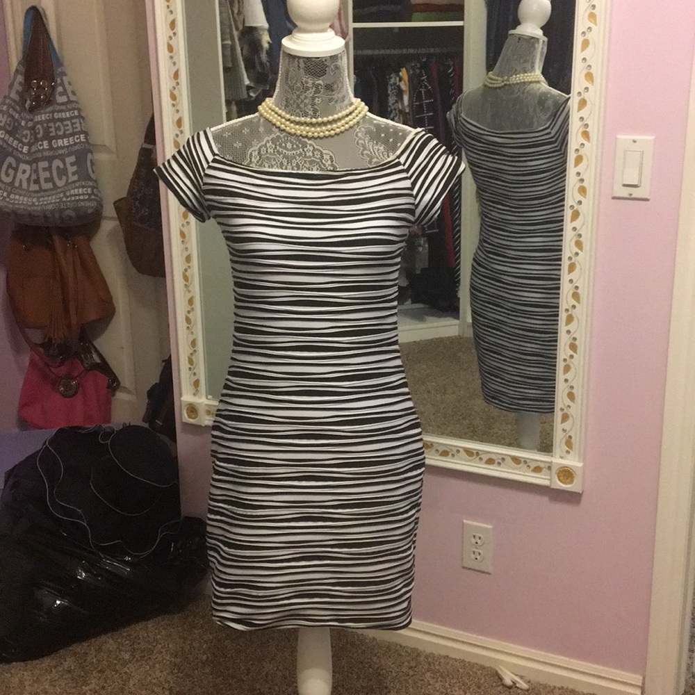 Black and white striped dress